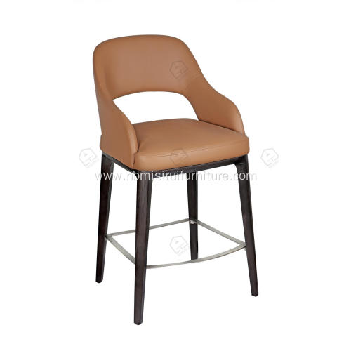 Faux leather and solid wood feet bar stool